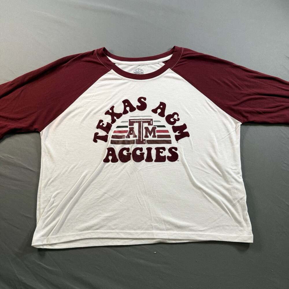 Texas A&M Aggies Rivalry Threads Womenβs L Maroon White 3/4 Sleeve Raglan Tee